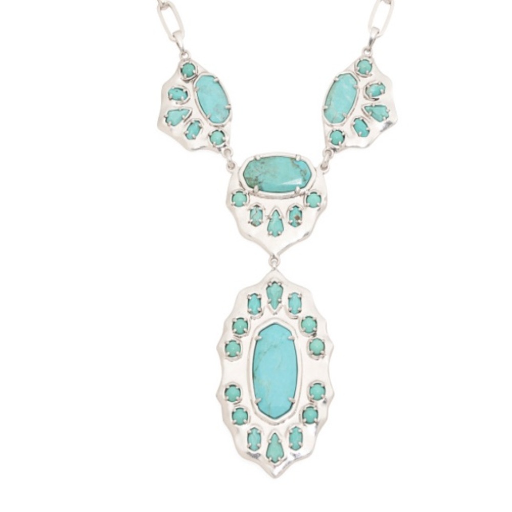 Kendra Scott SILVER MONTANA TURQUOISE STATEMENT NECKLACE Yellowstone NWT